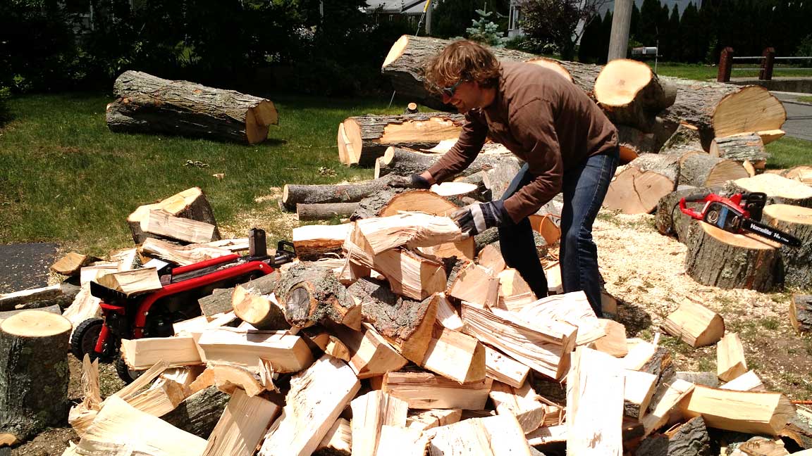 Picture of splitting wood.