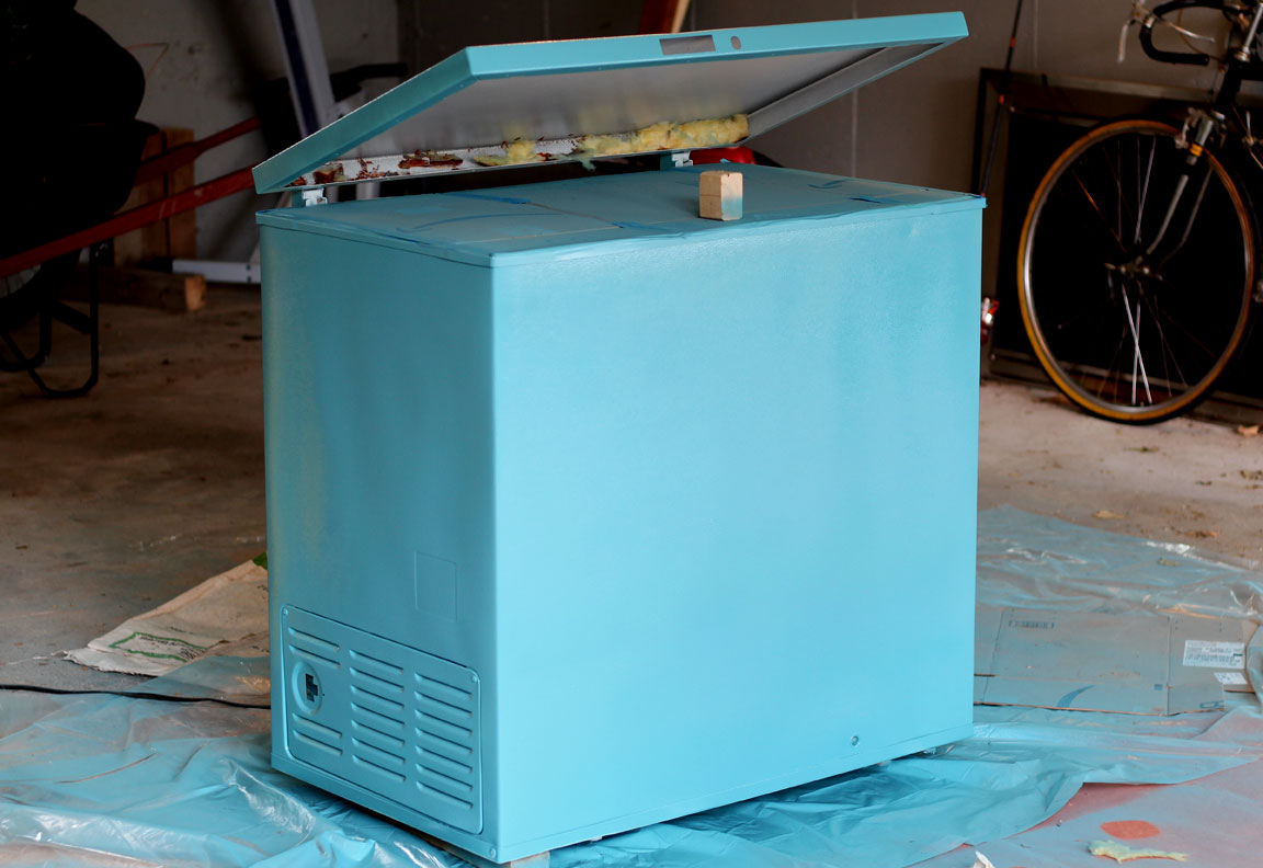 Picture of painted freezer.