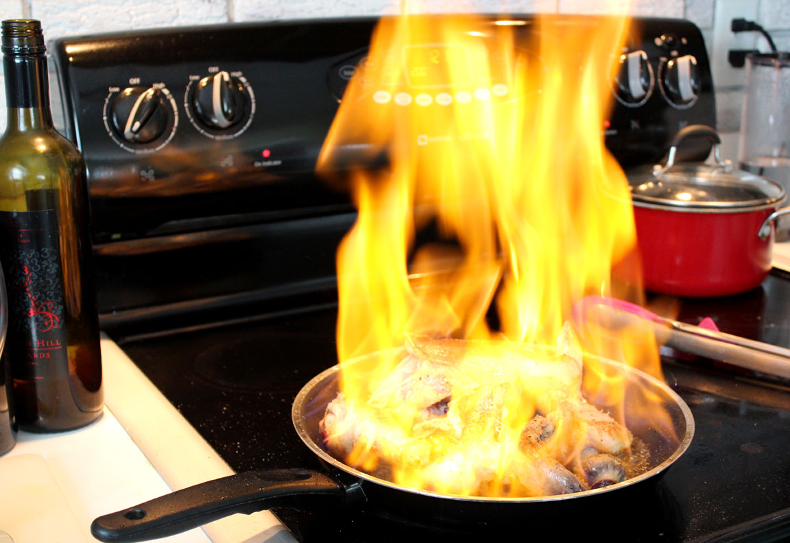 Picture of cooking with flame.