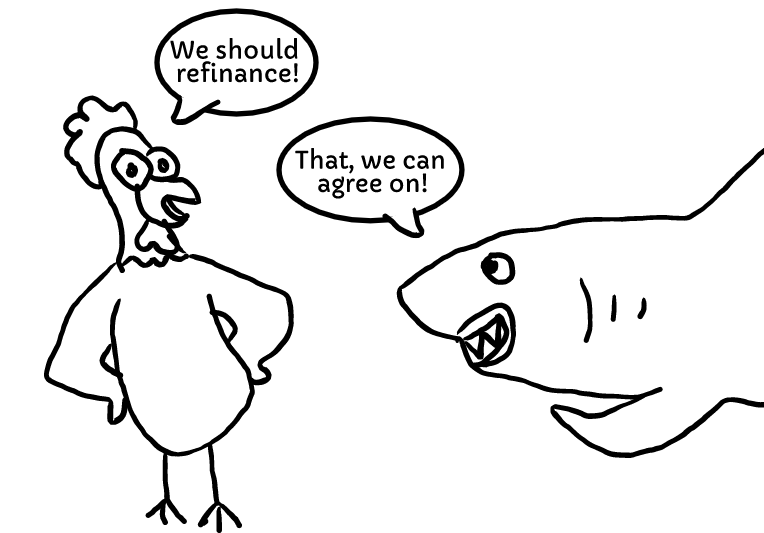 Picture of shark and chicken.