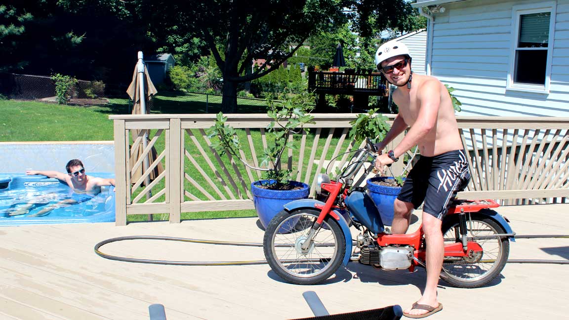 Picture of Tony on moped.