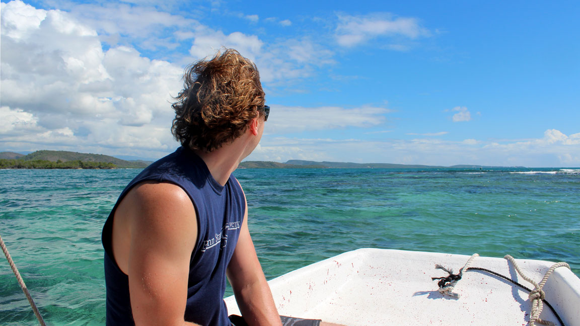 Picture of Tony on boat.